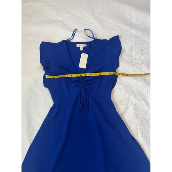 MONTEAU-SHORT SLEEVE RUFFLE DRESS ROYAL BLUE - Picture 10 of 10